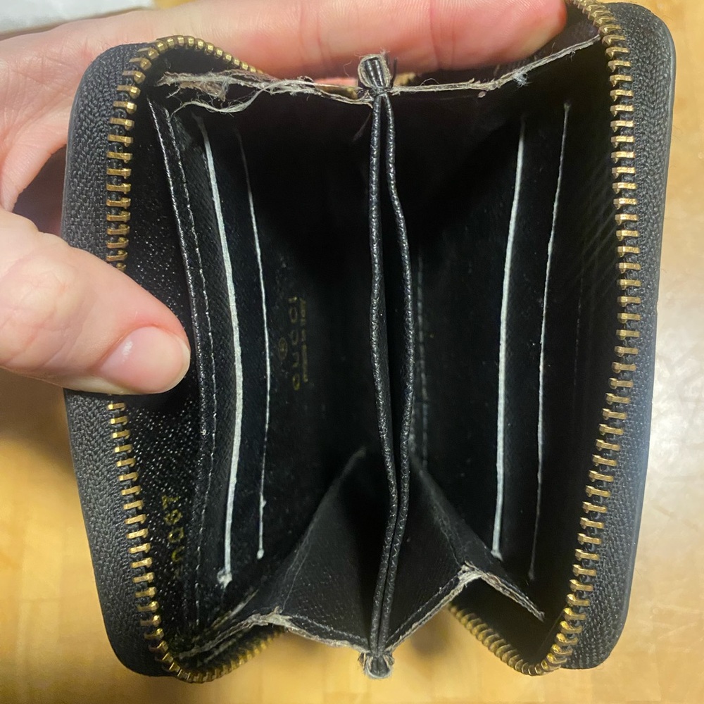 Black Leather Wallet with Red and Green Stripe - Picture 3 of 3